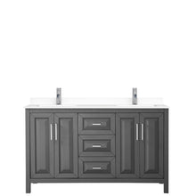 Load image into Gallery viewer, Wyndham Daria 60 Inch Double Bathroom Vanity in Dark Gray, White Cultured Marble Countertop, Undermount Square Sinks, No Mirror- Wyndham