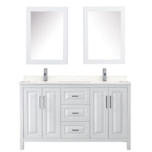 Load image into Gallery viewer, Wyndham Daria 60 Inch Double Bathroom Vanity in White, Light-Vein Carrara Cultured Marble Countertop, Undermount Square Sinks, Medicine Cabinets- Wyndham