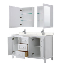 Load image into Gallery viewer, Wyndham Daria 60 Inch Double Bathroom Vanity in White, Light-Vein Carrara Cultured Marble Countertop, Undermount Square Sinks, Medicine Cabinets- Wyndham
