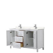 Load image into Gallery viewer, Wyndham Daria 60 Inch Double Bathroom Vanity in White, Light-Vein Carrara Cultured Marble Countertop, Undermount Square Sinks, No Mirror- Wyndham