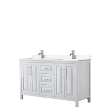 Load image into Gallery viewer, Wyndham Daria 60 Inch Double Bathroom Vanity in White, Light-Vein Carrara Cultured Marble Countertop, Undermount Square Sinks, No Mirror- Wyndham