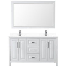 Load image into Gallery viewer, Wyndham Daria 60 Inch Double Bathroom Vanity in White, White Cultured Marble Countertop, Undermount Square Sinks, 58 Inch Mirror- Wyndham