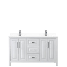 Load image into Gallery viewer, Wyndham Daria 60 Inch Double Bathroom Vanity in White, White Cultured Marble Countertop, Undermount Square Sinks, No Mirror- Wyndham