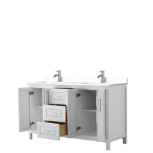 Load image into Gallery viewer, Wyndham Daria 60 Inch Double Bathroom Vanity in White, White Cultured Marble Countertop, Undermount Square Sinks, No Mirror- Wyndham