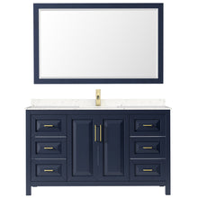 Load image into Gallery viewer, Wyndham Daria 60 Inch Single Bathroom Vanity in Dark Blue, Light-Vein Carrara Cultured Marble Countertop, Undermount Square Sink, 58 Inch Mirror- Wyndham