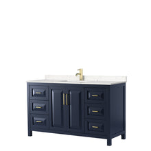 Load image into Gallery viewer, Wyndham Daria 60 Inch Single Bathroom Vanity in Dark Blue, Light-Vein Carrara Cultured Marble Countertop, Undermount Square Sink, No Mirror- Wyndham