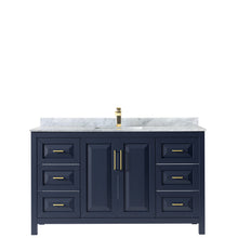 Load image into Gallery viewer, Wyndham Daria 60 Inch Single Bathroom Vanity in Dark Blue, White Carrara Marble Countertop, Undermount Square Sink, No Mirror- Wyndham