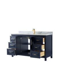 Load image into Gallery viewer, Wyndham Daria 60 Inch Single Bathroom Vanity in Dark Blue, White Carrara Marble Countertop, Undermount Square Sink, No Mirror- Wyndham
