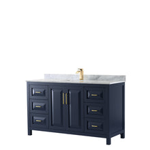 Load image into Gallery viewer, Wyndham Daria 60 Inch Single Bathroom Vanity in Dark Blue, White Carrara Marble Countertop, Undermount Square Sink, No Mirror- Wyndham