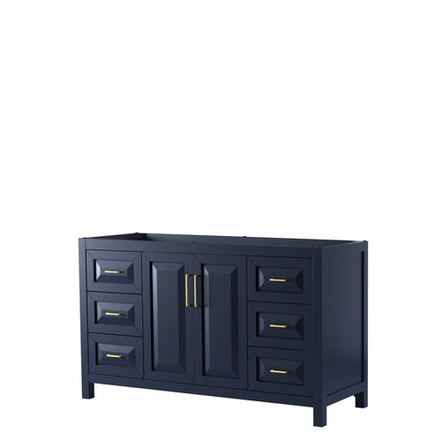 Wyndham Daria 60 Inch Single Bathroom Vanity in Dark Blue, No Countertop, No Sink, No Mirror- Wyndham