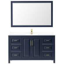 Load image into Gallery viewer, Wyndham Daria 60 Inch Single Bathroom Vanity in Dark Blue, White Cultured Marble Countertop, Undermount Square Sink, 58 Inch Mirror- Wyndham