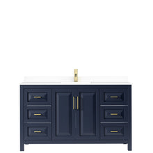 Load image into Gallery viewer, Wyndham Daria 60 Inch Single Bathroom Vanity in Dark Blue, White Cultured Marble Countertop, Undermount Square Sink, No Mirror- Wyndham
