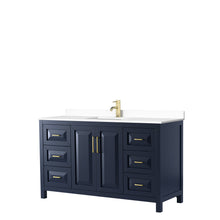 Load image into Gallery viewer, Wyndham Daria 60 Inch Single Bathroom Vanity in Dark Blue, White Cultured Marble Countertop, Undermount Square Sink, No Mirror- Wyndham