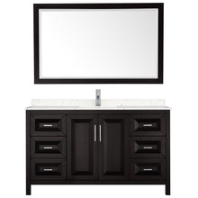 Load image into Gallery viewer, Wyndham Daria 60 Inch Single Bathroom Vanity in Dark Espresso, Light-Vein Carrara Cultured Marble Countertop, Undermount Square Sink, 58 Inch Mirror- Wyndham