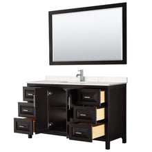 Load image into Gallery viewer, Wyndham Daria 60 Inch Single Bathroom Vanity in Dark Espresso, Light-Vein Carrara Cultured Marble Countertop, Undermount Square Sink, 58 Inch Mirror- Wyndham