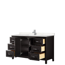 Load image into Gallery viewer, Wyndham Daria 60 Inch Single Bathroom Vanity in Dark Espresso, Light-Vein Carrara Cultured Marble Countertop, Undermount Square Sink, No Mirror- Wyndham