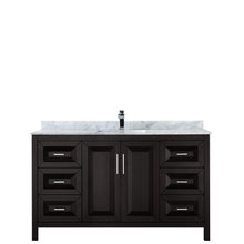 Load image into Gallery viewer, Wyndham Daria 60 Inch Single Bathroom Vanity in Dark Espresso, White Carrara Marble Countertop, Undermount Square Sink, and No Mirror- Wyndham
