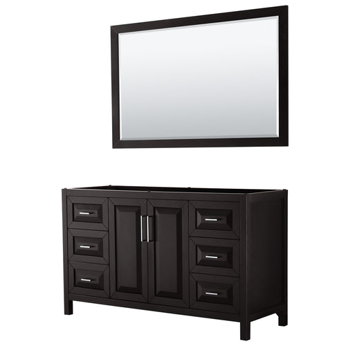 Wyndham Daria 60 Inch Single Bathroom Vanity in Dark Espresso, No Countertop, No Sink, and 58 Inch Mirror- Wyndham