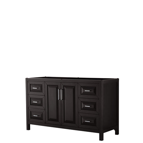 Wyndham Daria 60 Inch Single Bathroom Vanity in Dark Espresso, No Countertop, No Sink, and No Mirror- Wyndham