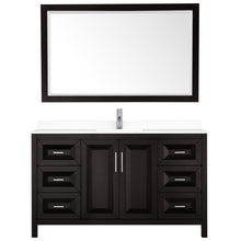 Load image into Gallery viewer, Wyndham Daria 60 Inch Single Bathroom Vanity in Dark Espresso, White Cultured Marble Countertop, Undermount Square Sink, 58 Inch Mirror- Wyndham