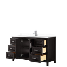 Load image into Gallery viewer, Wyndham Daria 60 Inch Single Bathroom Vanity in Dark Espresso, White Cultured Marble Countertop, Undermount Square Sink, No Mirror- Wyndham