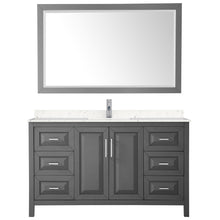 Load image into Gallery viewer, Wyndham Daria 60 Inch Single Bathroom Vanity in Dark Gray, Light-Vein Carrara Cultured Marble Countertop, Undermount Square Sink, 58 Inch Mirror- Wyndham
