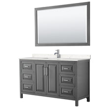 Load image into Gallery viewer, Wyndham Daria 60 Inch Single Bathroom Vanity in Dark Gray, Light-Vein Carrara Cultured Marble Countertop, Undermount Square Sink, 58 Inch Mirror- Wyndham