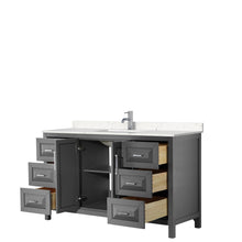 Load image into Gallery viewer, Wyndham Daria 60 Inch Single Bathroom Vanity in Dark Gray, Light-Vein Carrara Cultured Marble Countertop, Undermount Square Sink, No Mirror- Wyndham
