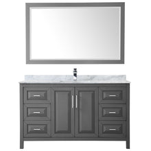 Load image into Gallery viewer, Wyndham Daria 60 Inch Single Bathroom Vanity in Dark Gray, White Carrara Marble Countertop, Undermount Square Sink, and 58 Inch Mirror- Wyndham