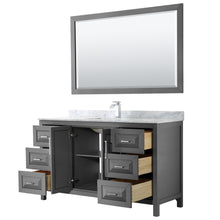 Load image into Gallery viewer, Wyndham Daria 60 Inch Single Bathroom Vanity in Dark Gray, White Carrara Marble Countertop, Undermount Square Sink, and 58 Inch Mirror- Wyndham