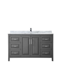 Load image into Gallery viewer, Wyndham Daria 60 Inch Single Bathroom Vanity in Dark Gray, White Carrara Marble Countertop, Undermount Square Sink, and No Mirror- Wyndham