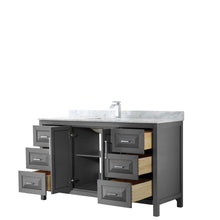 Load image into Gallery viewer, Wyndham Daria 60 Inch Single Bathroom Vanity in Dark Gray, White Carrara Marble Countertop, Undermount Square Sink, and No Mirror- Wyndham
