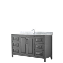 Load image into Gallery viewer, Wyndham Daria 60 Inch Single Bathroom Vanity in Dark Gray, White Carrara Marble Countertop, Undermount Square Sink, and No Mirror- Wyndham