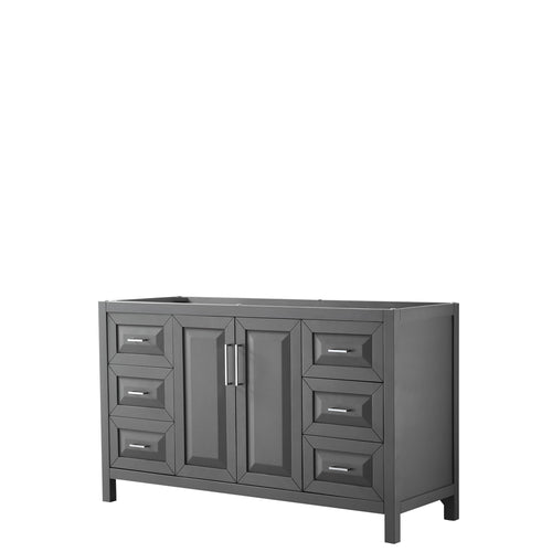 Wyndham Daria 60 Inch Single Bathroom Vanity in Dark Gray, No Countertop, No Sink, and No Mirror- Wyndham