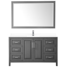 Load image into Gallery viewer, Wyndham Daria 60 Inch Single Bathroom Vanity in Dark Gray, White Cultured Marble Countertop, Undermount Square Sink, 58 Inch Mirror- Wyndham