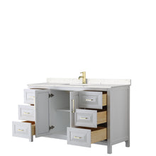Load image into Gallery viewer, Wyndham Daria 60 Inch Single Bathroom Vanity in White, Light-Vein Carrara Cultured Marble Countertop, Undermount Square Sink, Brushed Gold Trim- Wyndham
