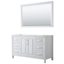 Load image into Gallery viewer, Wyndham Daria 60 Inch Single Bathroom Vanity in White, No Countertop, No Sink, 58 Inch Mirror, Brushed Gold Trim- Wyndham