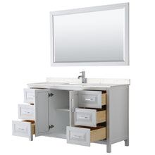 Load image into Gallery viewer, Wyndham Daria 60 Inch Single Bathroom Vanity in White, Light-Vein Carrara Cultured Marble Countertop, Undermount Square Sink, 58 Inch Mirror- Wyndham