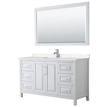 Load image into Gallery viewer, Wyndham Daria 60 Inch Single Bathroom Vanity in White, Light-Vein Carrara Cultured Marble Countertop, Undermount Square Sink, 58 Inch Mirror- Wyndham