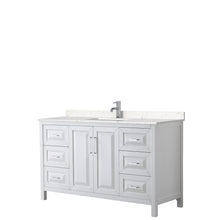 Load image into Gallery viewer, Wyndham Daria 60 Inch Single Bathroom Vanity in White, Light-Vein Carrara Cultured Marble Countertop, Undermount Square Sink, No Mirror- Wyndham