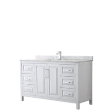 Load image into Gallery viewer, Wyndham Daria 60 Inch Single Bathroom Vanity in White, White Carrara Marble Countertop, Undermount Square Sink, and No Mirror- Wyndham