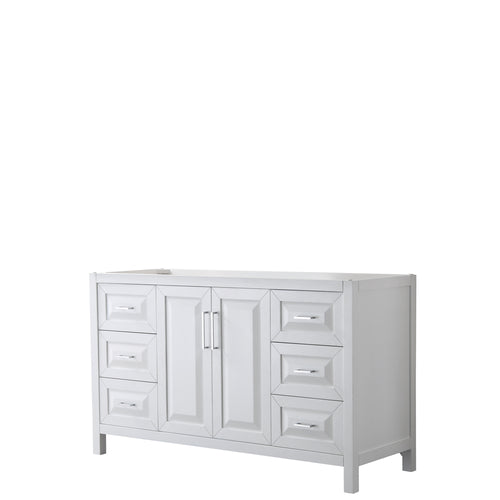 Wyndham Daria 60 Inch Single Bathroom Vanity in White, No Countertop, No Sink, and No Mirror- Wyndham