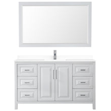 Load image into Gallery viewer, Wyndham Daria 60 Inch Single Bathroom Vanity in White, White Cultured Marble Countertop, Undermount Square Sink, 58 Inch Mirror- Wyndham