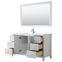 Load image into Gallery viewer, Wyndham Daria 60 Inch Single Bathroom Vanity in White, White Cultured Marble Countertop, Undermount Square Sink, 58 Inch Mirror- Wyndham