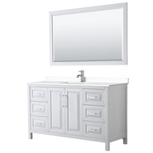 Load image into Gallery viewer, Wyndham Daria 60 Inch Single Bathroom Vanity in White, White Cultured Marble Countertop, Undermount Square Sink, 58 Inch Mirror- Wyndham