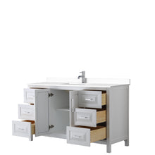 Load image into Gallery viewer, Wyndham Daria 60 Inch Single Bathroom Vanity in White, White Cultured Marble Countertop, Undermount Square Sink, No Mirror- Wyndham