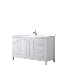 Load image into Gallery viewer, Wyndham Daria 60 Inch Single Bathroom Vanity in White, White Cultured Marble Countertop, Undermount Square Sink, No Mirror- Wyndham
