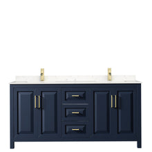 Load image into Gallery viewer, Wyndham Daria 72 Inch Double Bathroom Vanity in Dark Blue, Light-Vein Carrara Cultured Marble Countertop, Undermount Square Sinks, No Mirror- Wyndham