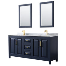 Load image into Gallery viewer, Wyndham Daria 72 Inch Double Bathroom Vanity in Dark Blue, White Carrara Marble Countertop, Undermount Square Sinks, 24 Inch Mirrors- Wyndham