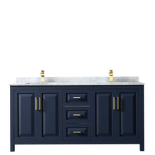 Load image into Gallery viewer, Wyndham Daria 72 Inch Double Bathroom Vanity in Dark Blue, White Carrara Marble Countertop, Undermount Square Sinks, No Mirror- Wyndham